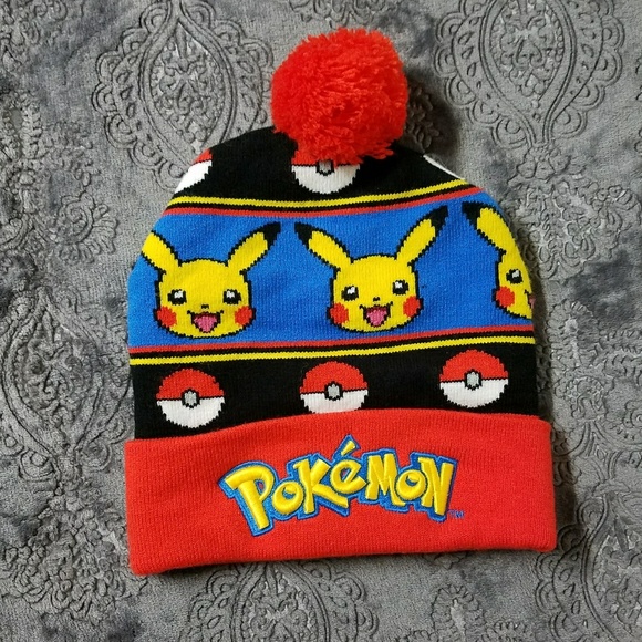 Pokemon Accessories - 😍RARE POKEMON Pikachu Pokeball pom beanie NWOT